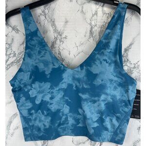 Ideology Womens Medium Built-In Bra Blue Tie-Dye Tank Top Super Soft Flex Stretc